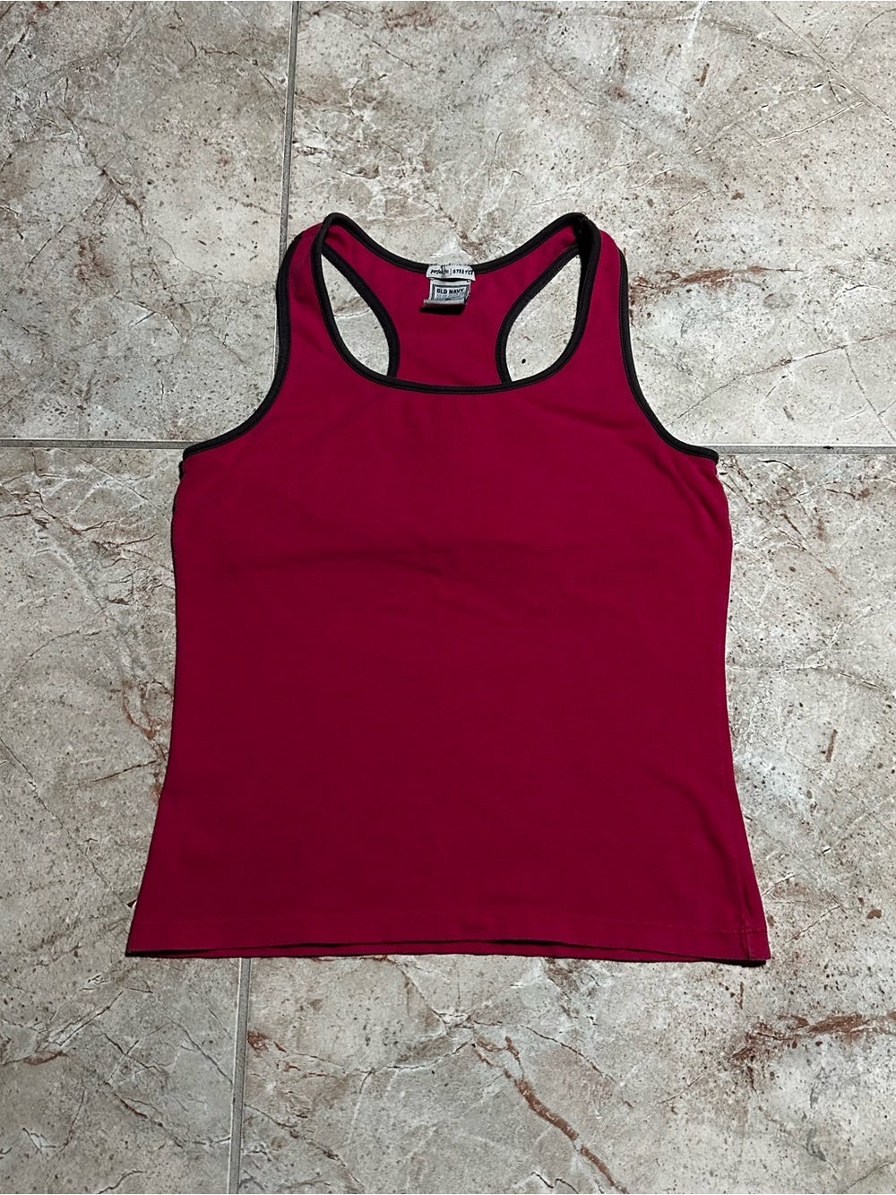 Vintage Old Navy Magenta Racerback Tank with Black Trim